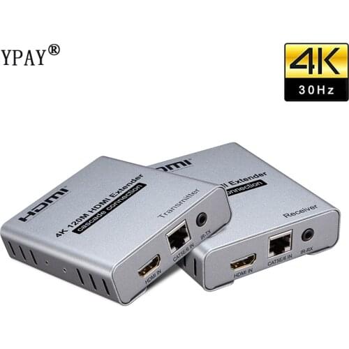 HDMI Extender 4K@30HZ 120M Over RJ45 Ethernet Lan CAT5e Cat6 Cable Cascade Connection Extension PC DVD TO TV