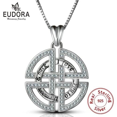 Eudora Unique 925 Sterling Silver Celtics Knot Pendant Necklace I Love You Baby Fine Jewelry for Women Anniversary Gift CYD045
