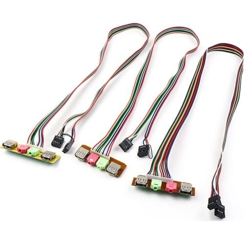 USB Front Panel Cable HUB Computer Chassis Front Panel Desktop Microphone & Earphone Audio Jacks Port 6.8cm 7.4cm 7.8cm