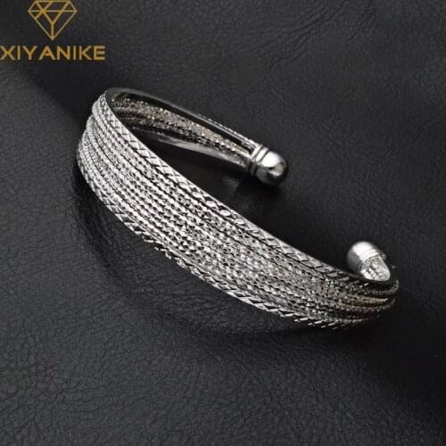 XIYANIKE 925 Sterling Silver Anniversary Gift Classic Opening Bangles & Bracelet For Women Lovers Party Trendy Jewelry