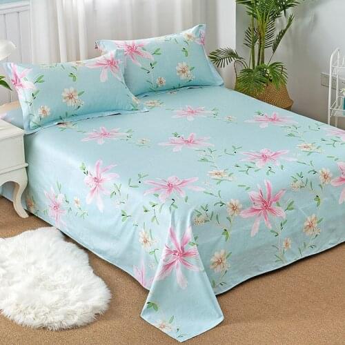 1pc 100% Cotton 2020 Birds Floral Flat Sheet For Children Adults Single Double Bed Flat Bedsheets (No Pillowcase