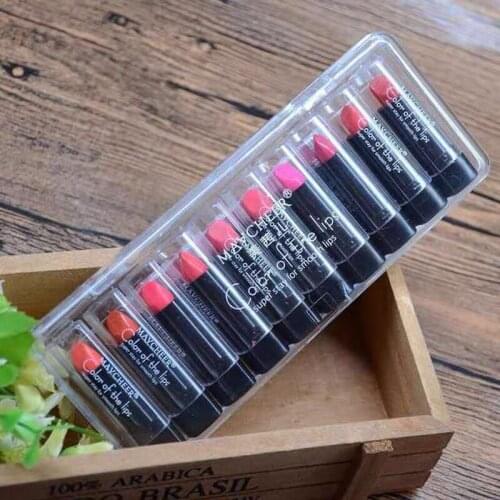 10Colors Lip Gloss Palette Comestic Plate With Brush Long Lasting Makeup Glitter Moisture Lipstick
