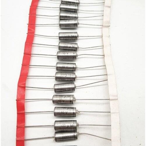 2pcs US CTS13 Series 10V 100uF Axial Tantalum Electrolytic Capacitor