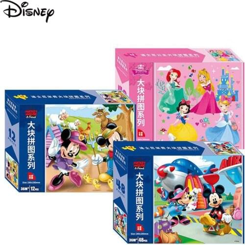 Disney Frozen Mickey Minnie Elsa DIY 3D Puzzles Toys Intelligence Childrens Early Education Toy Parent-child Games Kid Gifts