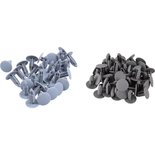 50 PCS 8Mm Hole Gray Plastic Rivet & 30 Pcs Plastic Fastening Screws Gray Flange Fender Bumpers Clips