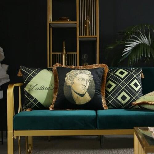 American Artistic Modern Girl Man Velet Painting Home Art Decoration Sofa Throw Gemeotric Pillow Case Cotton Soft Cushion Cover