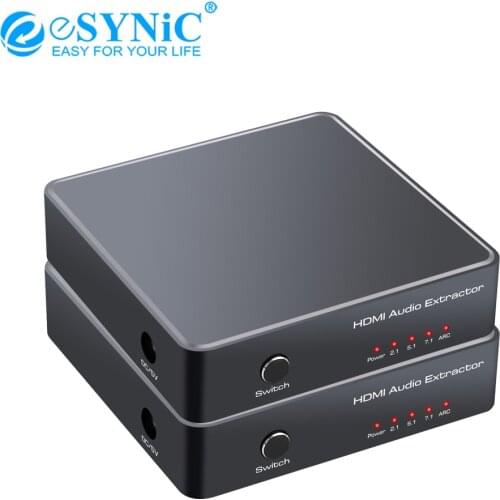 ESYNiC HDMI-compatible Audio Extractor 4K 3D HDMI-compatible To Optical TOSLINK SPDIF 3.5mm Jack Audio Converter Support PCM2