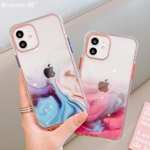 Glitter Transparent Marble Phone Case For iPhone 11 12 Pro Xr Xs Max 12 Mini SE2 7 8 Plus Soft Silicone Bumper Shockproof Covers