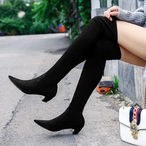 Thigh Boot Children Autumn and Winter 2020 New Boots over-the-Knee Cat Stretch Womens Genuine Leather Boots High Leg Boot