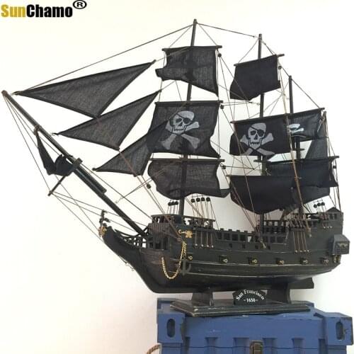 Black Pearl Home Wooden SailBoat Model Decor Nice Nautical Souvenir Gift Vintage Home Decor Sailing Boat Model Kits Europe