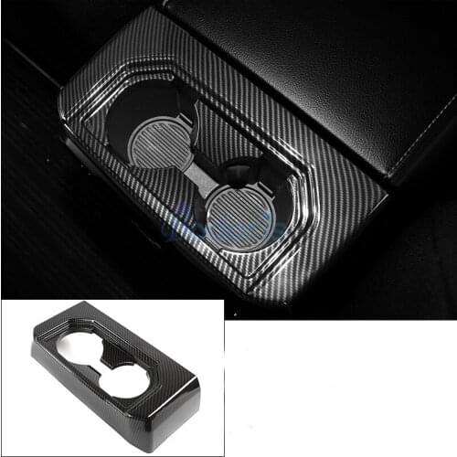 For Ford F150 RAPTOR 2017 2018 2019 Carbon Fiber look Interior Rear Seat Cup Bottle Holder Covers Sticker Panel Car Accessories