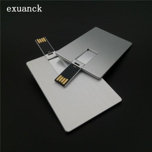 Exuanck Usb Sticks Custom Logo Metal Waterproof Cridit Card Usb 2.0 Flash Pen Drive 4-32GB High Speed Pendrive Custom Gift
