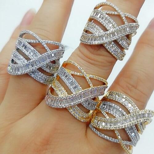 GODKI Luxury Corssover Chic Bold Statement Rings with Zirconia Stones 2021 Women Engagement Party Jewelry High Quality