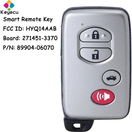 KEYECU Smart Remote Car Key With 4 Buttons & 312MHz 314.3MHz 315MHz 433MHz for Toyota Corolla Camry Avalon, HYQ14AAB 89904-06070