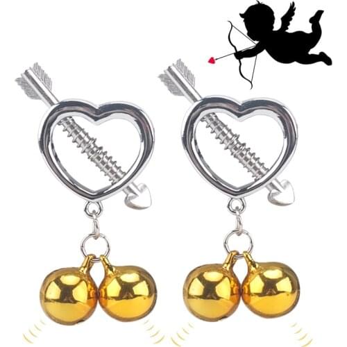 New female Stainless Steel torture play Clamp bell ring metal Nipple clips breast BDSM Bondage Restraint Fetish vibrator sex toy