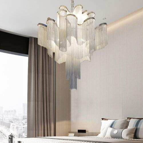Creative Luxury Chain Tassel Pendant Light Modern Villa Castle Led Pendant Light Living Dining Room Interior Lighting Lusters