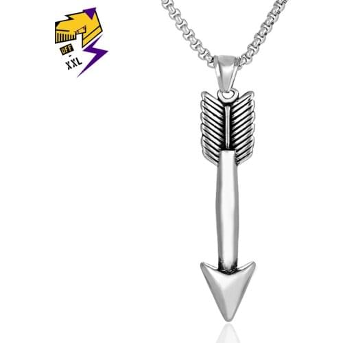 Vintage Rock Striking Mens Spearhead Arrowhead Pendant Necklace for Men Special Surf Bike Stainless Steel Necklace Jewelry