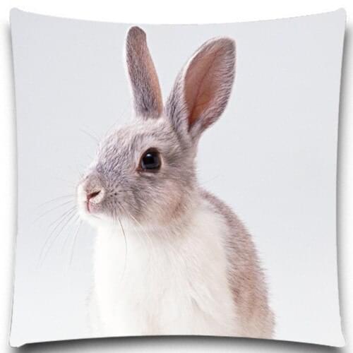 Cute Gray Rabbit Cotton polyester Square Printed Pillow cases Zipper Cushion Cover Home Use 16" 18" 20" etc 9 style
