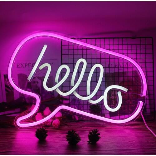 Hello LED Neon Light Sign Letters Neon Sign Panel Holiday Christmas Party Wedding Decorations Home Wall Decor Neon Lamp Gifts