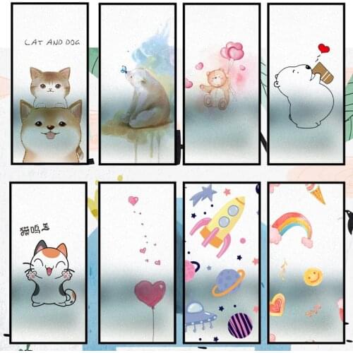 Window cartoon glass film opaque bathroom peep-proof shading kitchen window grille film privacy anti-light static frosted film