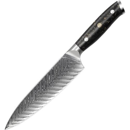 Damascus steel 8 inch chef knife carbon broken black gold handle Western VG10 kitchen sushi sashimi slicing knife