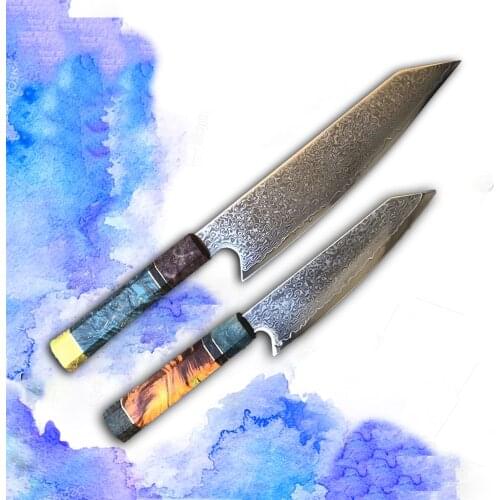 Chef knife kitchen knives with sandalwood handle, damascus steel chefs knife set