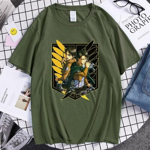 Attack On Titan Anime Printed Mens T-Shirt Crewneck Comfortable Tops Breathable Vintage Mens Tshirts Oversized Casual T-Shirt