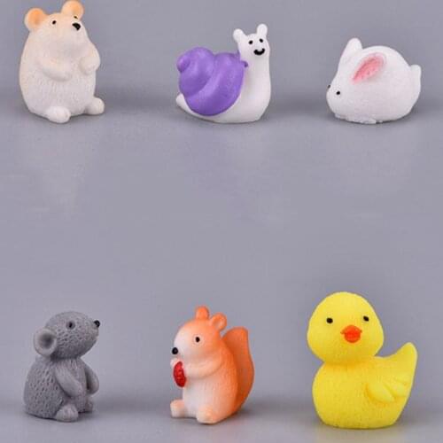 Resin Mini Hamster Rabbit Snail Cartoon Anime Figure Micro Landscape Succulents Assembly Ornament Figma Gift Dolls Toys