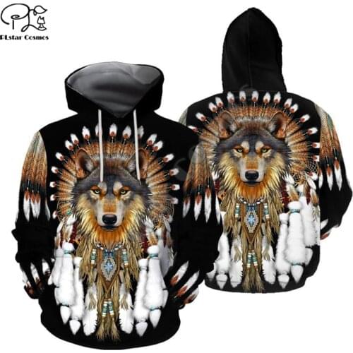 PLstar Cosmos Indian Native Wolf Animal Streetwear Casual Harajuku Tracksuit Sweatshirt 3DPrint Men/Women Pullover Hoodies A-17