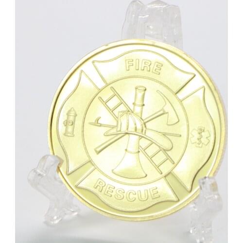 Gold Plated Commemorative Coin of the United States Fire Flag Saint-michel Commemorative Medal Collectibles Home Decoration