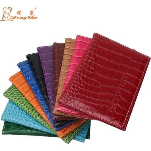 Simple PU Leather Candy Color Fashion Passport Cover Card Holder Travel Passport Holder crocodile grain passport case