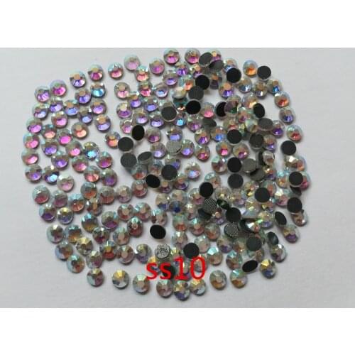 Crystal White AB SS10 DMC Hot fix Rhinestones 1440pcs/bag/lot ,Flat back Rhinestone with glue for bags shoes dress accessaries
