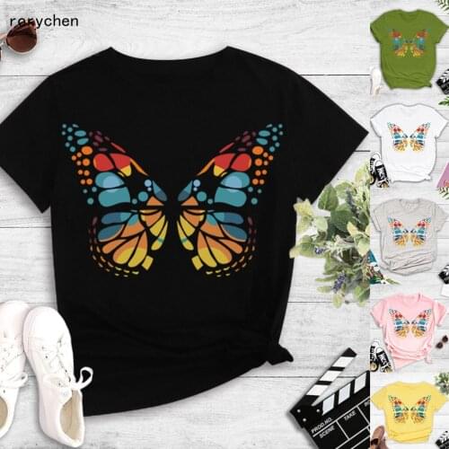 Rorychen 2020 New Cool T-shirt Men/Women 3D Butterfly Pattern Print T-shirt Short Sleeve Summer Tops Tees Plus Size T shirt A611