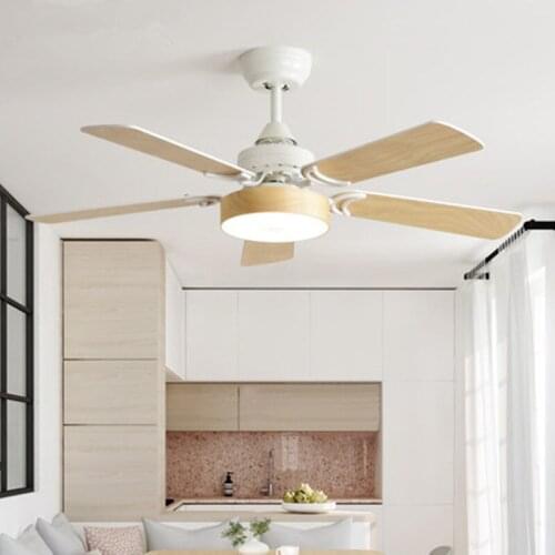 Modern 220V LED Ceiling Fan For Living Room Ventilador de techo Wooden Ceiling fans with 5 Blades Lighting Fixture