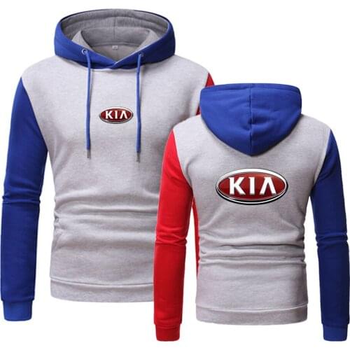 Spring Autumn New Mens KIA MOTORS Print Outdoor Sports Hoodie Fashion Stitching Pullover Top Harajuku Long-sleeve Sweatshirt