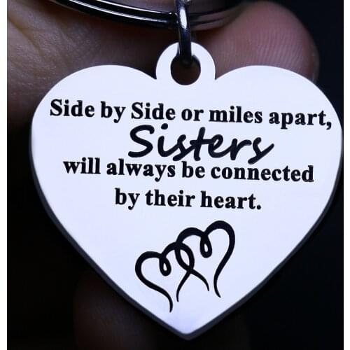Heart Shaped Engraved Letters keychain Pendant To sister