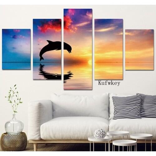 Embroidery diamond Sunset with dolphin 5 piece 5d diamond painting full diamond mosaic picture of rhinestones cross stitch,art