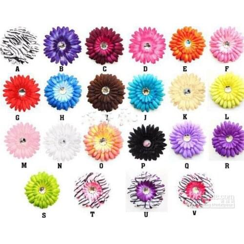 1200pcs 4 Inch Baby Crystal Flower Hair Bow Clip 4'' Girl Gerbera Flowers 4Inch Hair Clips