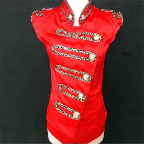 Female Singer Dancer Vintage Costumes Black Or Red Two-Piece Oufit Nightclub Show Party Performance Jazz Dance Wear Clothing Set