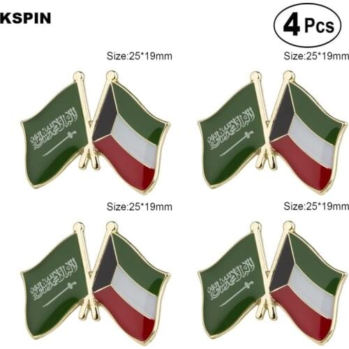 Saudi Arabia & Kuwait Friendship Flag Pin Lapel Pin Badge Brooch Icons 4pcs