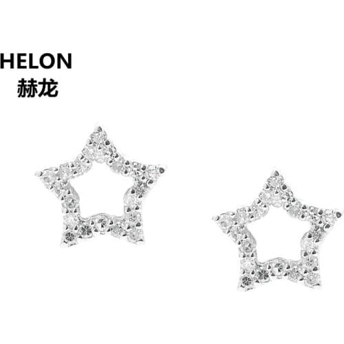 0.11ct SI/H Natural Diamonds Stud Earrings Star Solid 14k White Gold Engagement Wedding Women Earrings Fine Jewelry Gift