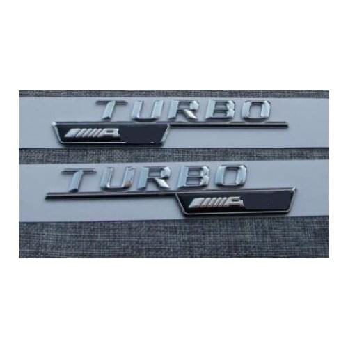 1pair Chrome Letters Fender Emblem Badge Emblems for Mercedes TURBO AMG
