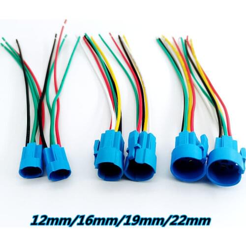 1pcs 12mm 16mm 19mm 22mm Cable Socket, Used for Metal Button Switch Wiring, 2-6 Wire Stable Light Indicator Button Connector