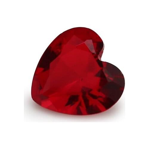 100pcs 3x3~10x10mm Heart Shape Loose Stone Garnet Red Color Glass Synthetic Gems For Jewelry DIY Stone