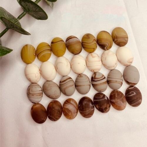 Retro style 100pcs/lot matte color print geometry ovals shape flatback cabochon beads diy jewelry earring/garment accessory