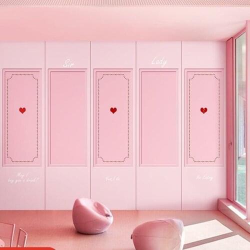 3D Scandinavian simple pink net red gypsum cabinet mural studio beauty salon milk tea shop photo background wallpaper Waterproof