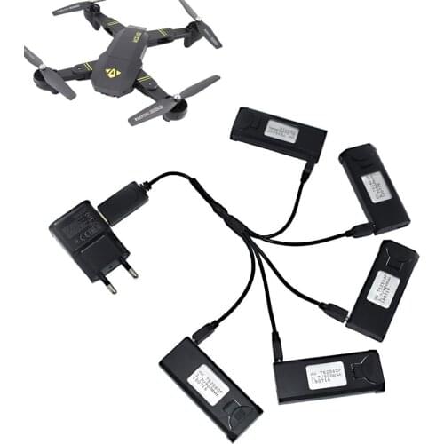 5Pcs 3.7V 900mAh Lipo Battery with Charger For VISUO XS809 XS809S XS809HW XS809W RC Quadcopter Spare Parts Accessories RC Drones