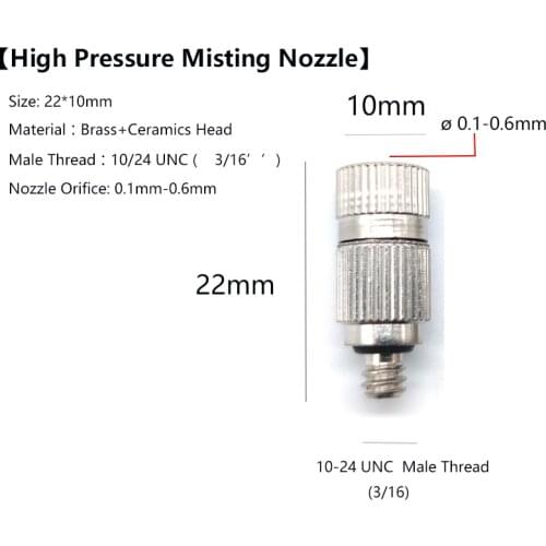 3/16 Male Thread Mist Nozzles High Pressure Anti Drip Fogging Sprinklers Garden Agriculture Cooling Humidify Fittings 50 pcs