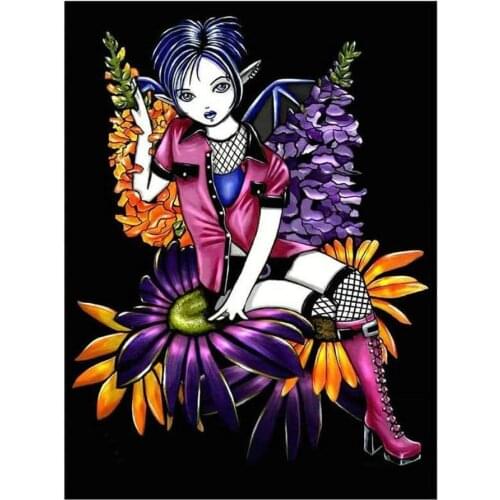 5D DIY Diamond Painting Full Square Round Drill Cartoon Fairy Diamond Embroidery Cross Stitch Flower Girl,Mosaic,A2265