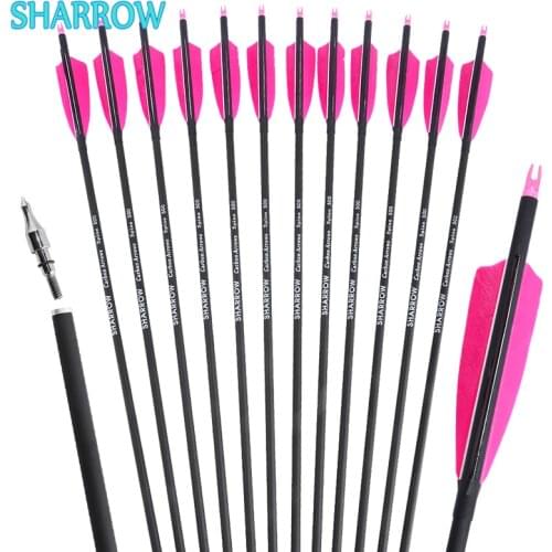 6/12/24pcs 30inch Mixed Carbon Arrow Spine 500 OD 7.8mm Natural Turkey Feathers for Archery Bow Hunting Shooting Accessories